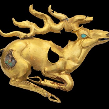 Recumbent Golden stag plaque